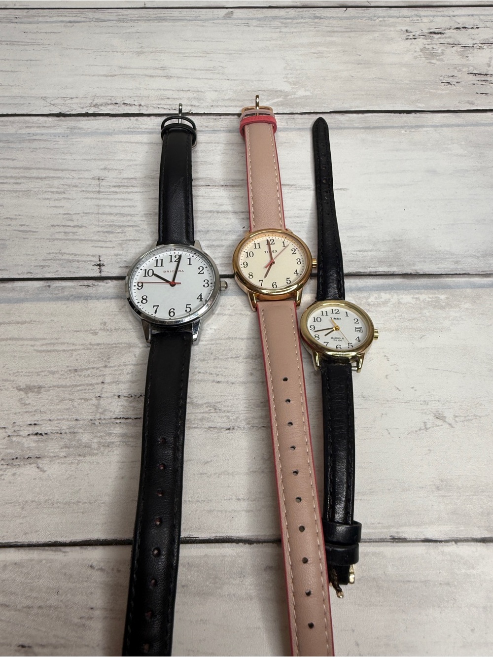 Timex Women's Watches Trio — Black and Pink Leather Straps